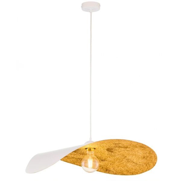 Wisząca falowana lampa LEAF biała złota 1xE27 kapelusz 41921