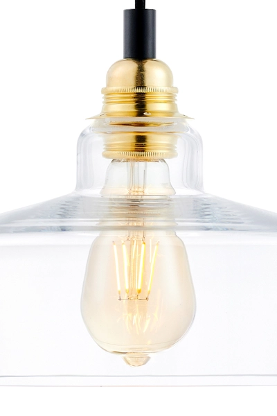 Wisząca LAMPA skandynawska LONGIS 10873105 Kaspa loftowa OPRAWA szklany ZWIS okrągły złoty przezroczysty czarny