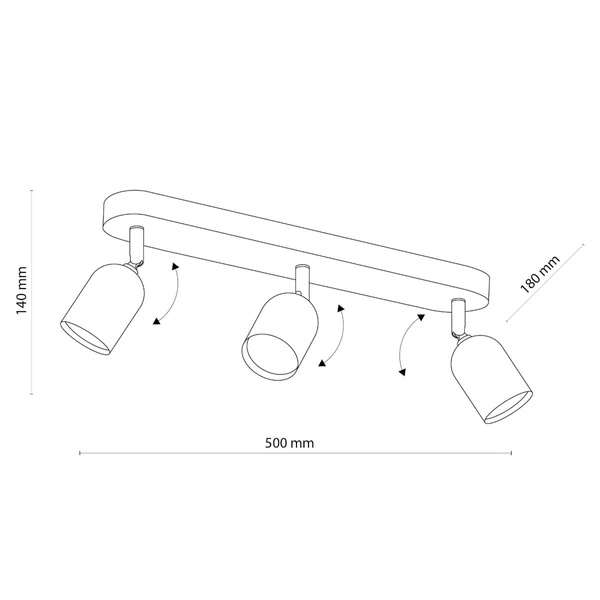 Reflektorki sufitowe potrójne Top 6032 TK Lighting tuby metalowe złote