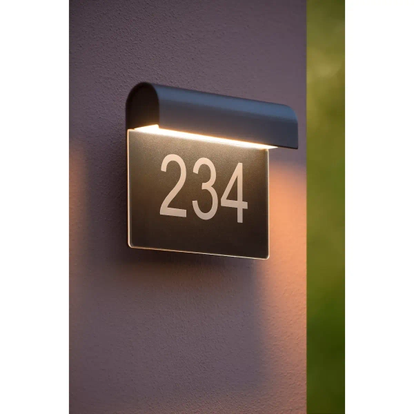 Kinkiet z numerem domu Thesi 27881/06/30 Lucide LED 6W 3000K IP54 czarny
