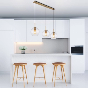 Wisząca LAMPA loftowa ADARA 15462H2 Globo szklana OPRAWA na listwie ZWIS kule balls przezroczyste mosiądz