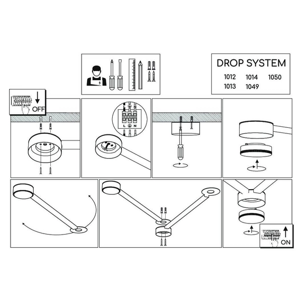 Modułowa lampa do systemu Drop 1012 BROSline podłużny okrąg czarny