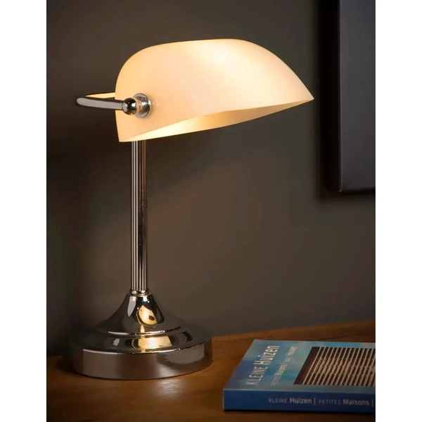 Stołowa lampka z regulacją BANKER 17504/01/11 Lucide szklana chrom biały
