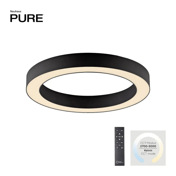 Owalna lampa sufitowa PURE LINES czarna 6310-13 1xLED 21W 2200-5500K na pilot CCT