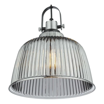 Industrialna wisząca lampa Rhode RHO8610 ryflowana chrom przydymiona