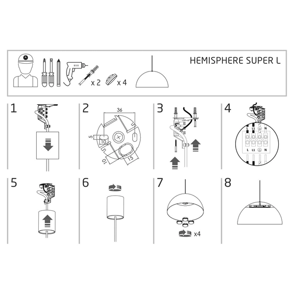 Wisząca lampa do jadalni Hemisphere Super 10696 Nowodvorski kopuła biała
