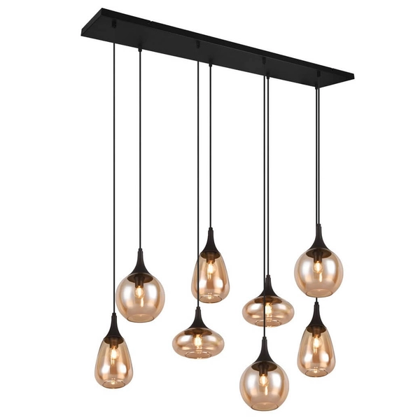Kaskadowa lampa wisząca na listwie VESTARI DL813317000 czarna bursztynowa