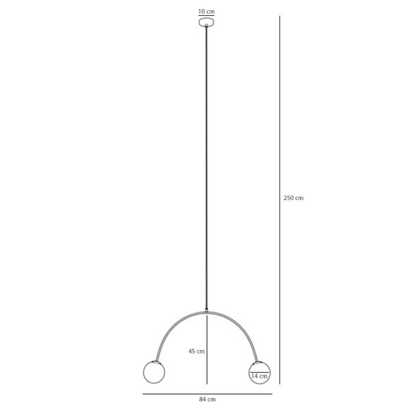 Wisząca lampa nad stół Una 1116H11 Aldex podwójna kule metal szkło koralowa