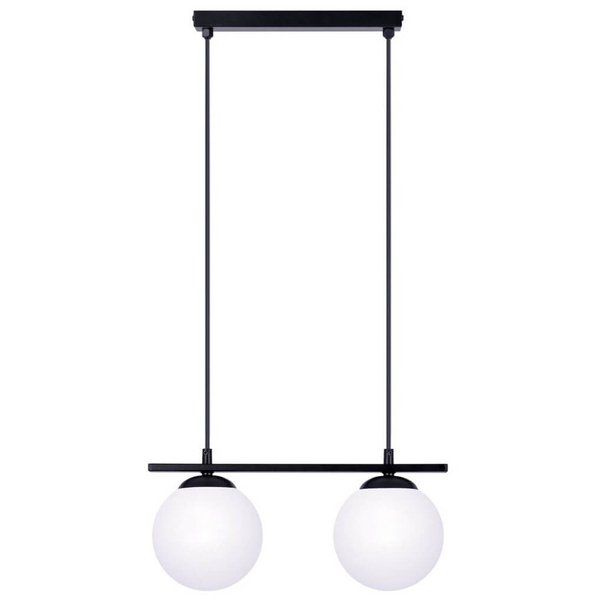 Szklana lampa wisząca do salonu GLOBE 1208 kule czarny biały