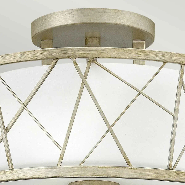 LAMPA sufitowa HK-NEST-SF-SL Elstead HINKLEY szklana OPRAWA okrągła klatka metalowa srebrna biała