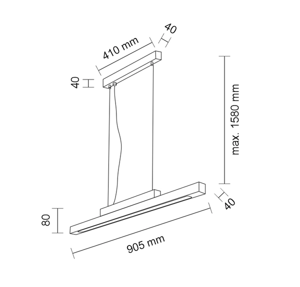LAMPA wisząca OTARU 5572 Shilo metalowa OPRAWA listwa ZWIS prostokątna LED 14,4W 3000K belka czarna