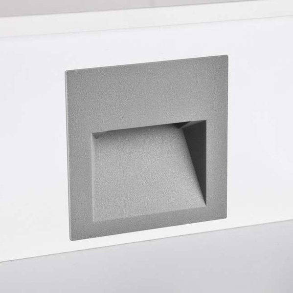 Schodowa LAMPA wpuszczana Q7 LED 313737 Polux metalowa OPRAWA kwadratowa LED 3W 4000K podtynkowa IP44 grafitowa