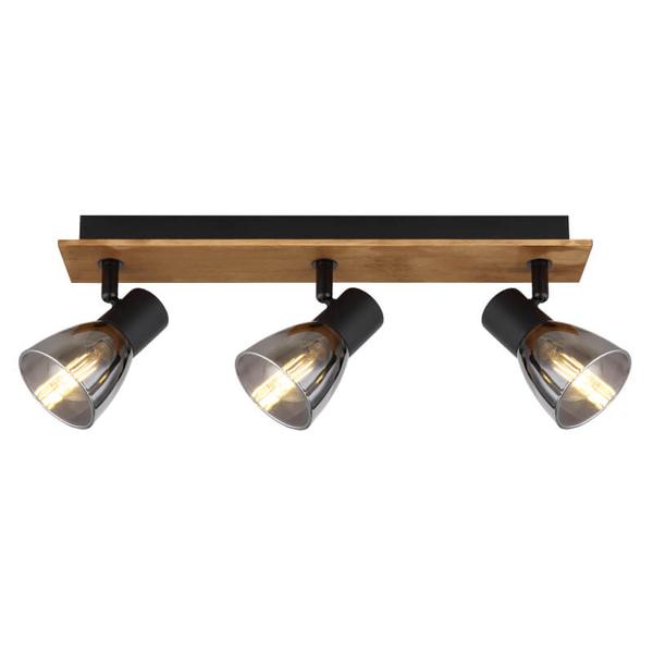 Nasufitowa lampa Claude 54307-3W drewno przydymiona
