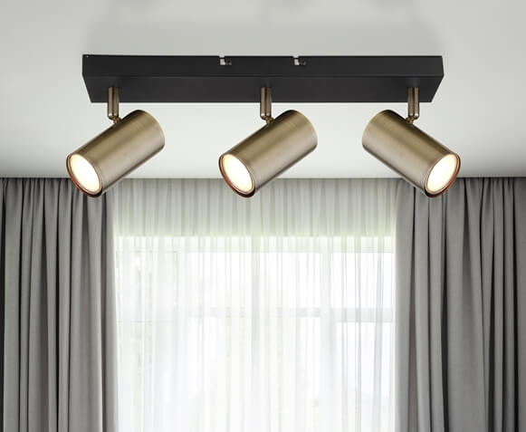 Nasufitowa lampa Robby 57911-3M z regulacją czarna mosiądz