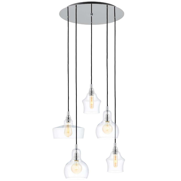 Lofrowa LAMPA wisząca LONGIS 10526509 Kaspa szklana OPRAWA skandynawski ZWIS kaskada chrom przezroczysta czarna