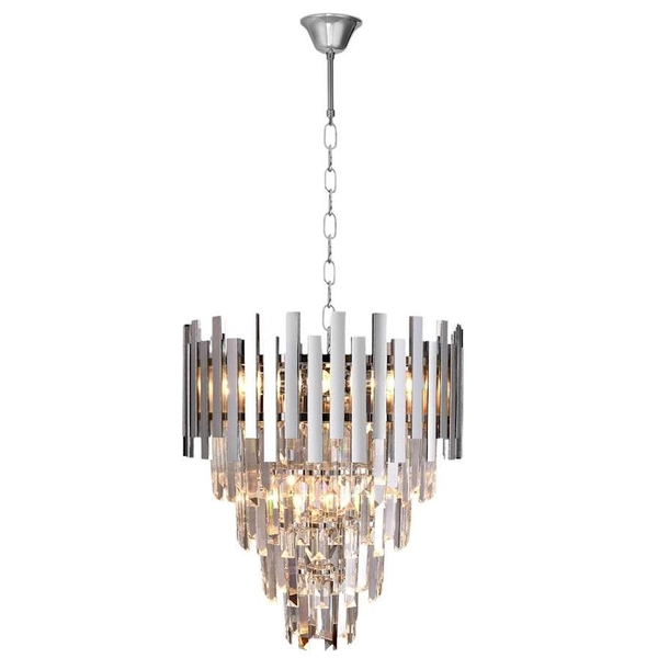 Wisząca LAMPA glamour ASPEN ML5997 Milagro kryształowa OPRAWA na łańcuchu ZWIS okrągły chrom