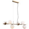 Wisząca LAMPA modernistyczna RADDI PND-5510-6-HBR Italux metalowa OPRAWA szklane kule ZWIS miodowy mosiądz białe