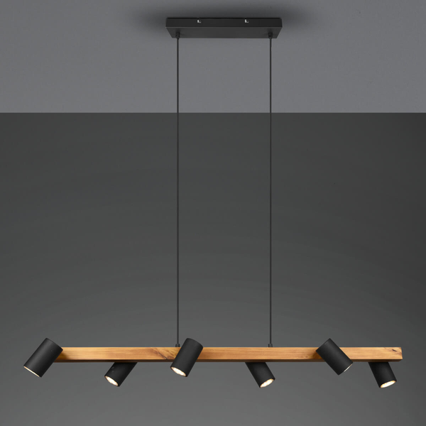 Zwieszana lampa na listwie VANTOS DL632312490 regulowana drewniana czarny