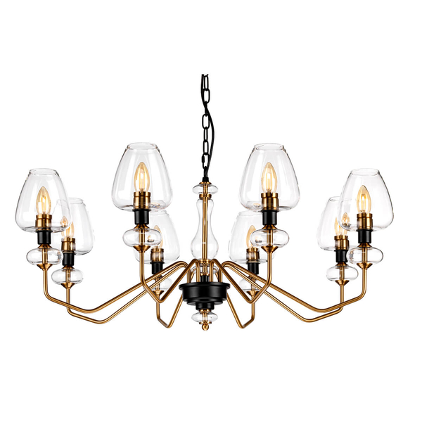 Industrialna lampa wisząca Armand DL-ARMAND8-AB Elstead metalowa złota czarna