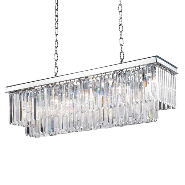 Prostokątna lampa wisząca CGHERERECTCH kryształowa chrom