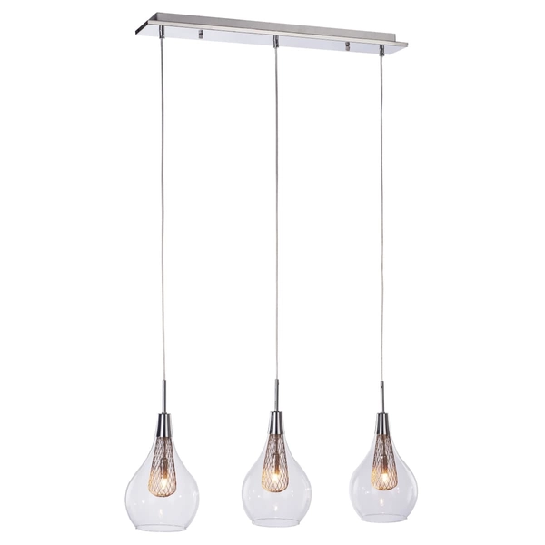 Salonowa lampa wisząca Elektra szklane krople chrom