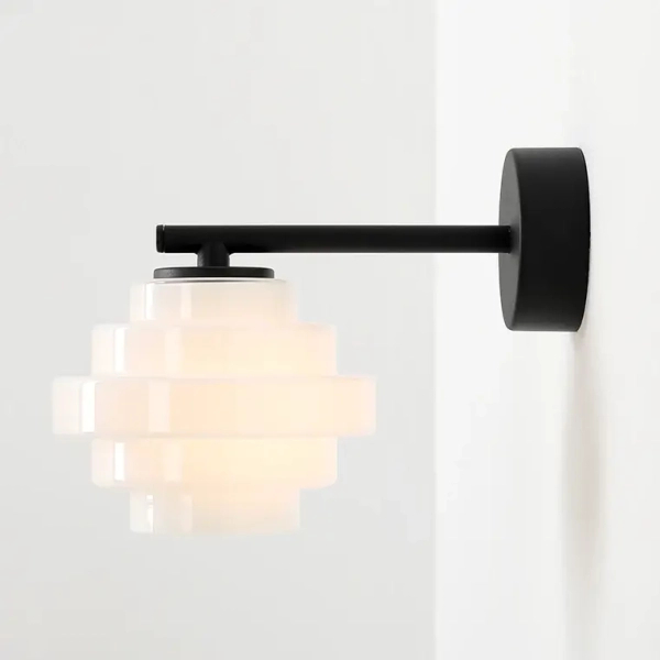 Szklana lampa ścienna FILO 9002C1 ryflowana biała czarna