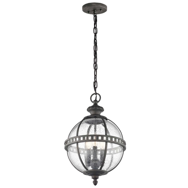 Zewnętrzna LAMPA wisząca Halleron KL-HALLERON-8M Elstead KICHLER metalowa OPRAWA wiktoriański ZWIS kula ball IP44 czarna przezroczysta