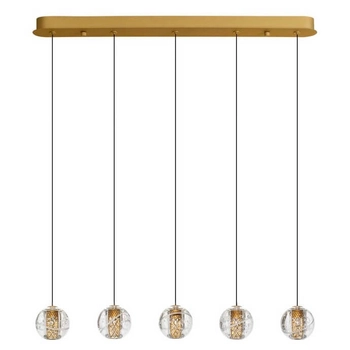 Wisząca lampa na belce CUYO LE44720 LED 16W 3000K balls złota przezroczysta