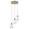 Ekologiczna lampa wisząca Ballo 11050 mleczne kule drewniana brązowy