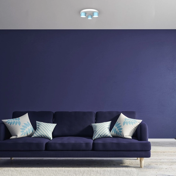 Sufitowa lampa nowoczesna Dixie do pokoju biała niebieska