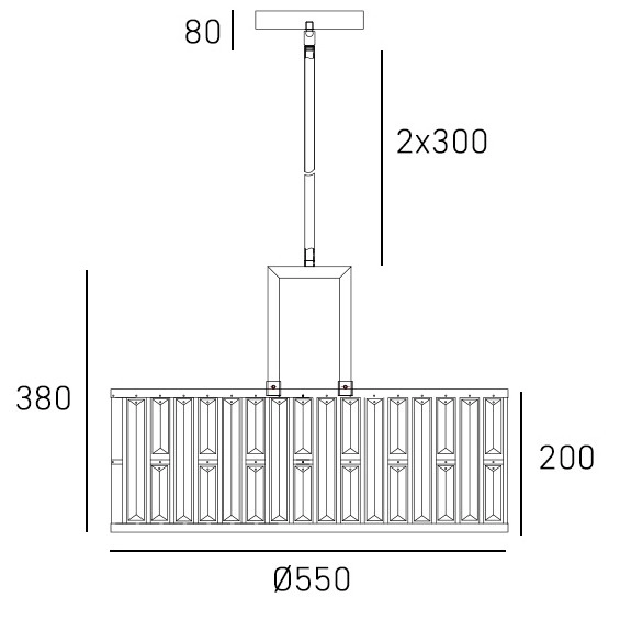 Glamour LAMPA wisząca KYIV P05134CP Cosmolight kryształowy ZWIS nad stół szampański