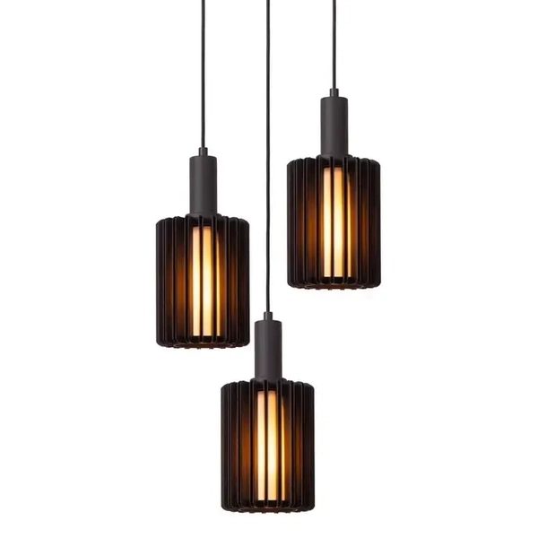 Potrójna lampa zwisowa Lambres 45410/13/30 Lucide metalowa czarna
