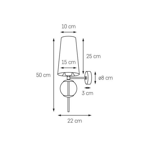 Ścienna lampa abażurowa COCO 21071107 dekoracyjny kinkiet szampański