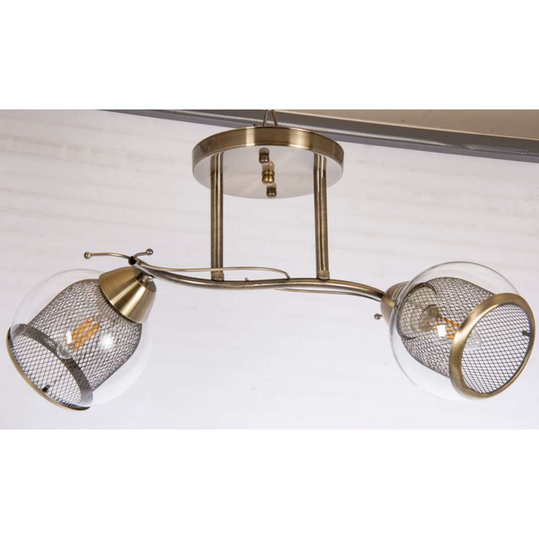 Loftowa lampa sufitowa VEN 7715-2 szklana druciana patyna przezroczyste