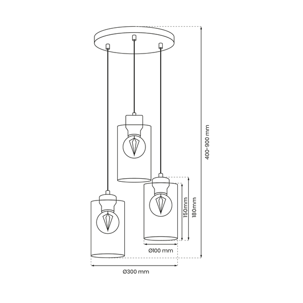 Wisząca lampa Madera MLP8556 szklane tuby białe drewniane