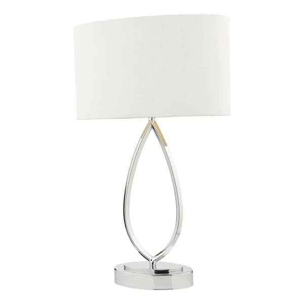 Tkaninowa nocna lampa Wyatt WYA4250 z abażurem kość słoniowa chrom