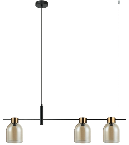 Kloszowa lampa wisząca Servio PND-66892-3-BK-AMB czarna