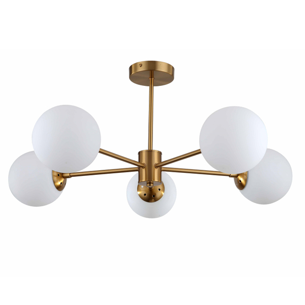 Lampa złota Roma LP-1345/5P GD Light Prestige białe molekuły mleczne