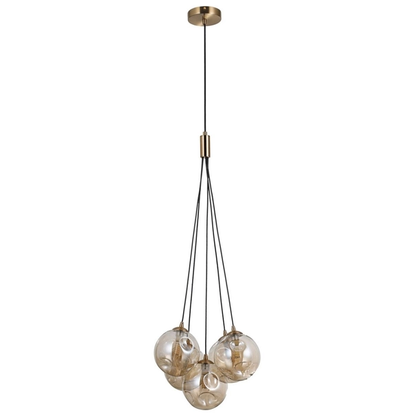 Lampa zwisowa do sypialni Perlos PND-54456-5-HB-AMB Italux mosiądz