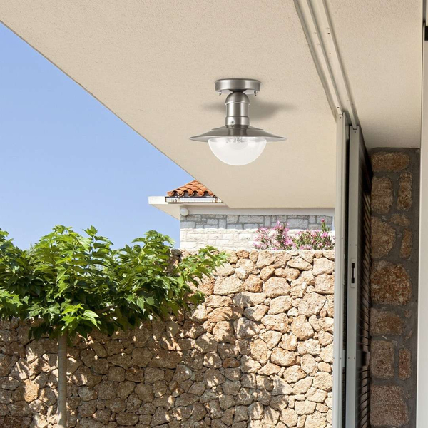Zewnętrzna LAMPA sufitowa OSLO 8763 Rabalux industrialna OPRAWA do ogrodu outdoor IP44 stal nierdzewna