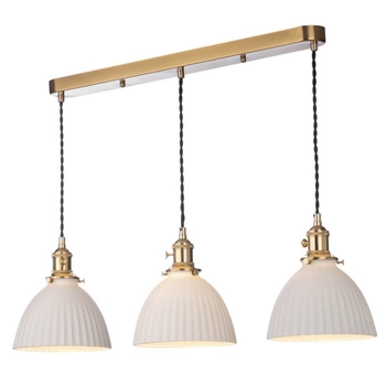 Potrójna lampa wisząca Hadano HAD3640-09 ceramiczna mosiądz biały