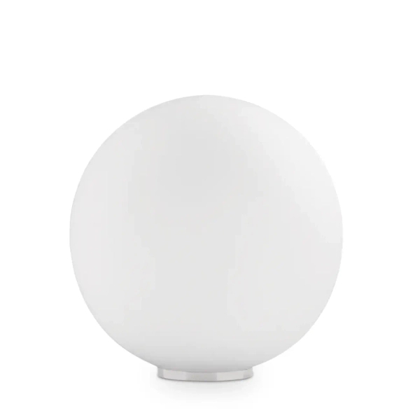 Okrągła stołowa lampka Mapa biała ze szkła 1xE27 42W kulista na stolik 000206