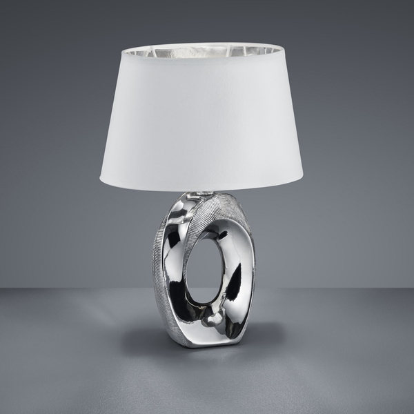 Biała lampka do sypialni Taba R50511089 abażurowa lampka na stolik outlet