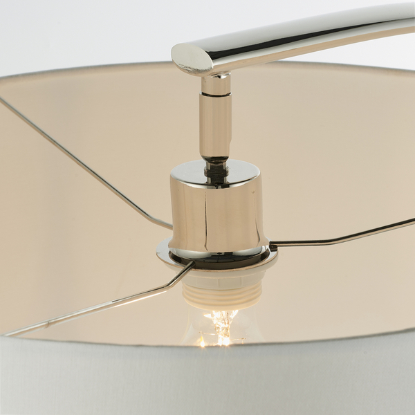 Lampa podłogowa Josephine 72388 Endon łukowa okrągły abażur biały nikiel