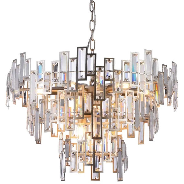 Kryształowa LAMPA wisząca ST PETERSBURG P09158CP Cosmolight pałacowy żyrandol do salonu szampański