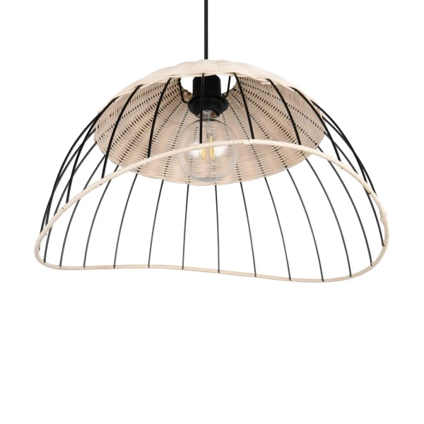 Ratanowa lampa wisząca SANDRINE R36211032 czarny naturalny