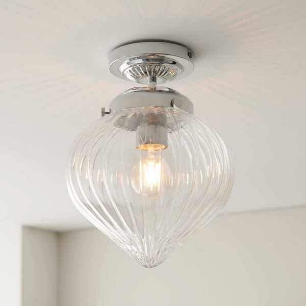 Łazienkowa lampa sufitowa Chestona 96489 Endon szklana IP44 przezroczysty chrom