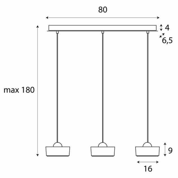 Wisząca lampa na listwie Lipari P0545 LED 22W 3000K potrójna złota