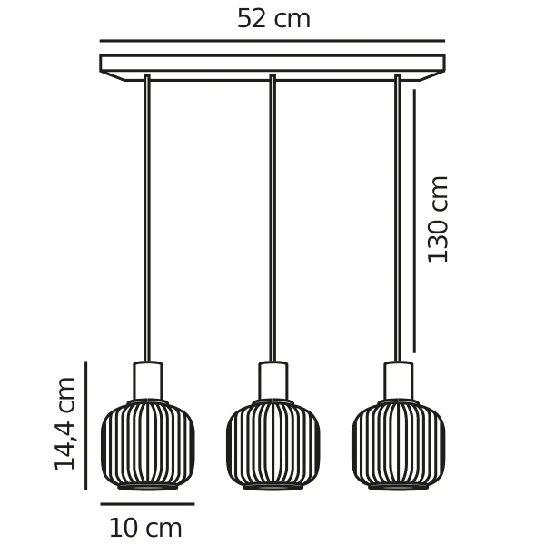 Potrójna lampa wisząca Milford 2412623003 do jadalni szklana czarny
