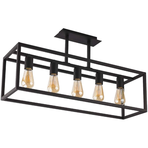 Industrialna LAMPA sufitowa CRATE 9047 Nowodvorski 5-punktowa OPRAWA prostokątny plafon klatka retro czarna